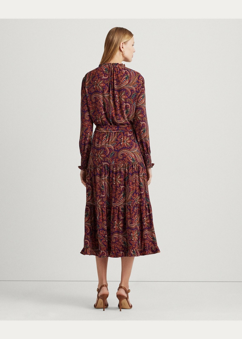 Vestido Paisley Belted Jersey Tiered Mujer Multicolor | IJRQ03614 - vista 4