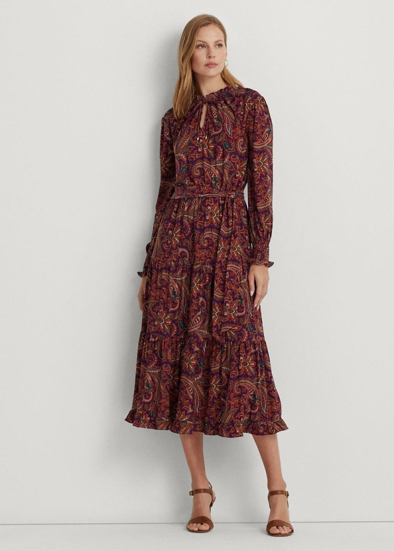 Vestido Paisley Belted Jersey Tiered Mujer Multicolor | IJRQ03614 - vista 1