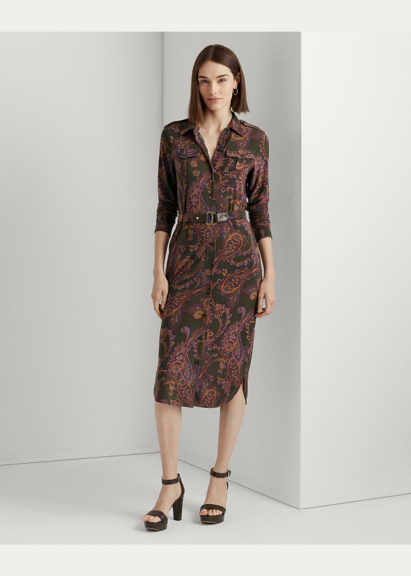 Vestido Paisley Stretch Jersey Shirtdress Mujer Multicolor | HMFA62507 - vista 3