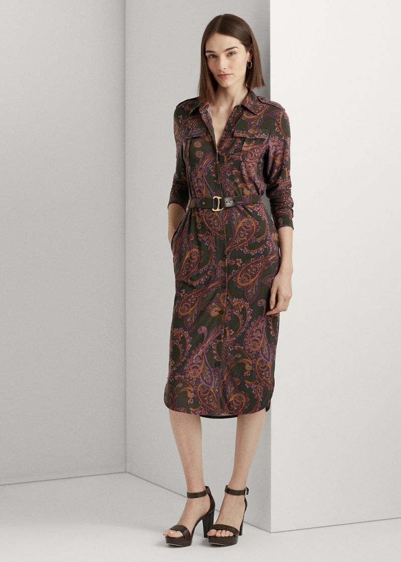 Vestido Paisley Stretch Jersey Shirtdress Mujer Multicolor | HMFA62507 - vista 1