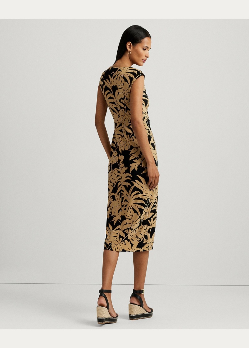 Vestido Palm Frond-Print Jersey Tie-Front Mujer Negros | SVOD14920 - vista 4