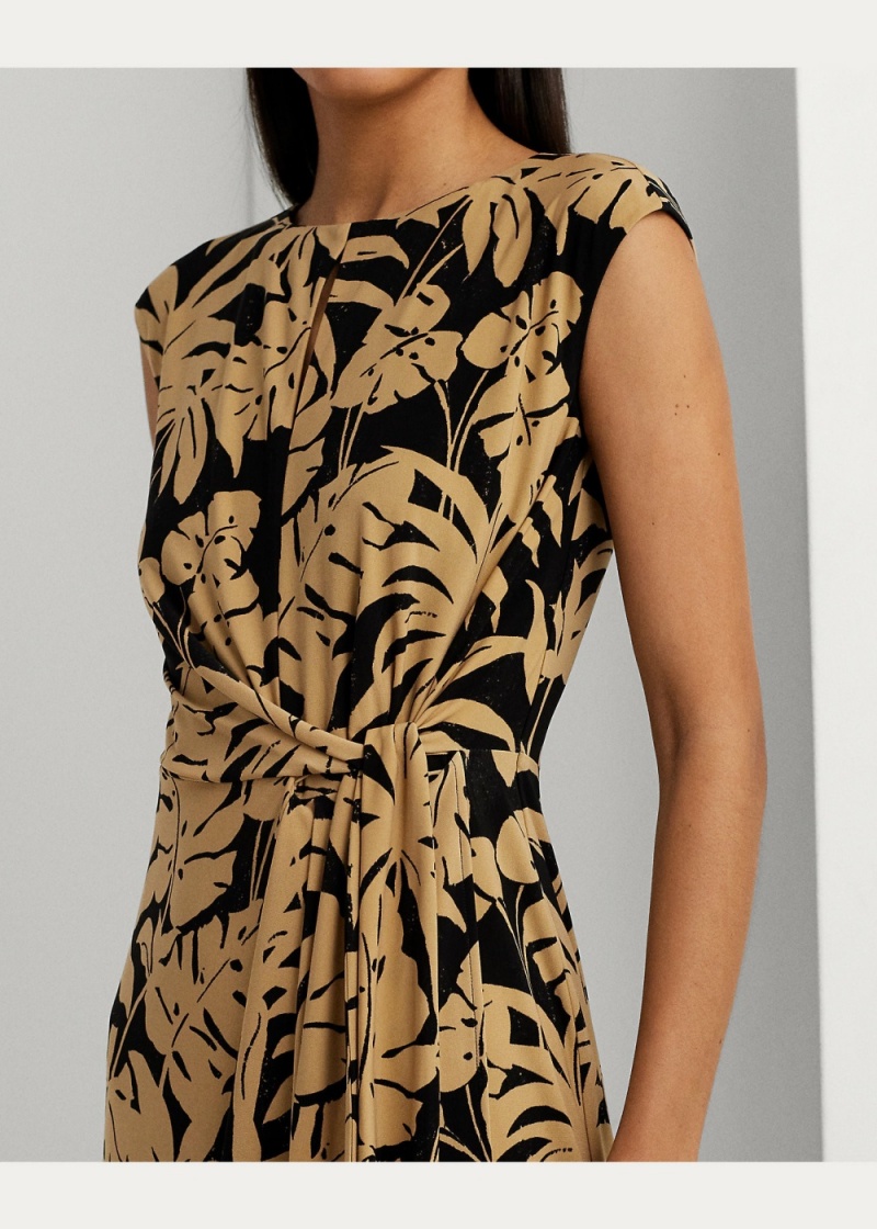 Vestido Palm Frond-Print Jersey Tie-Front Mujer Negros | SVOD14920 - vista 5