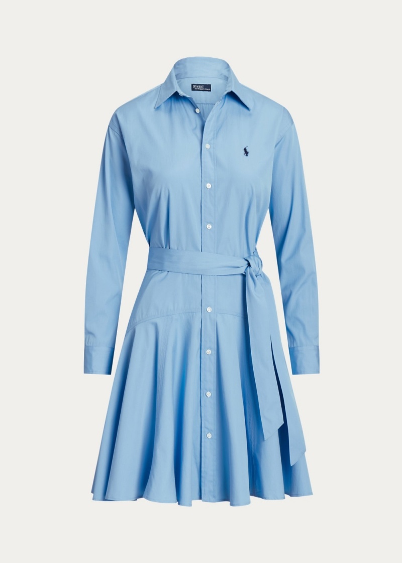 Vestido Panelled Algodon Shirtdress Mujer Azules | PSYF20534 - vista 2