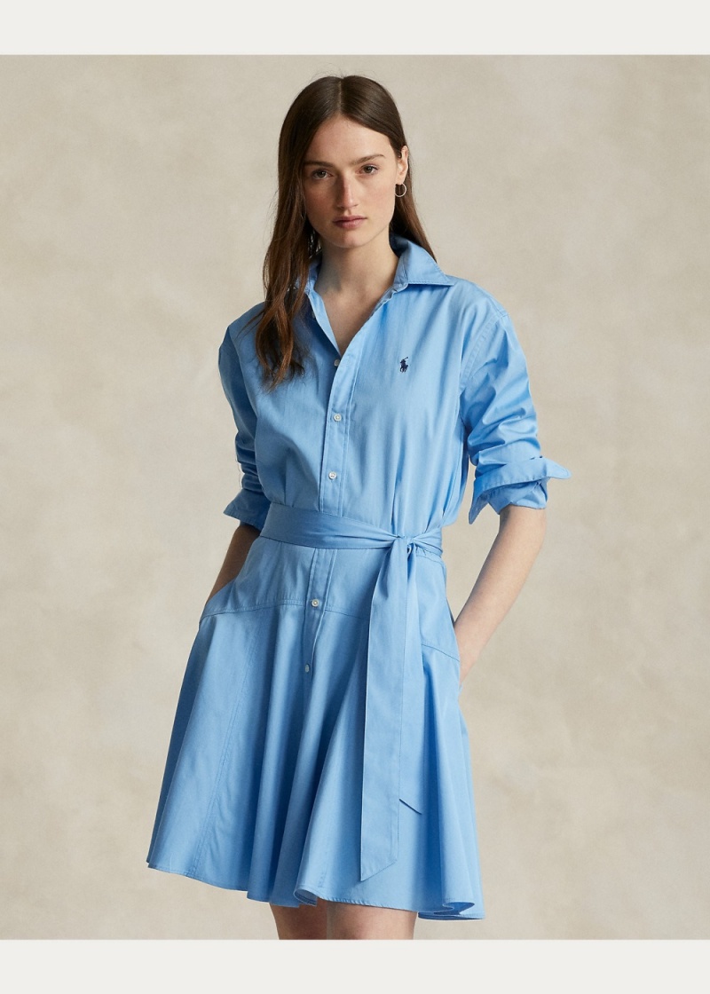 Vestido Panelled Algodon Shirtdress Mujer Azules | PSYF20534 - vista 3