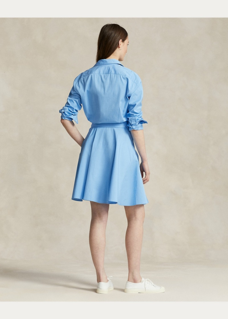 Vestido Panelled Algodon Shirtdress Mujer Azules | PSYF20534 - vista 4