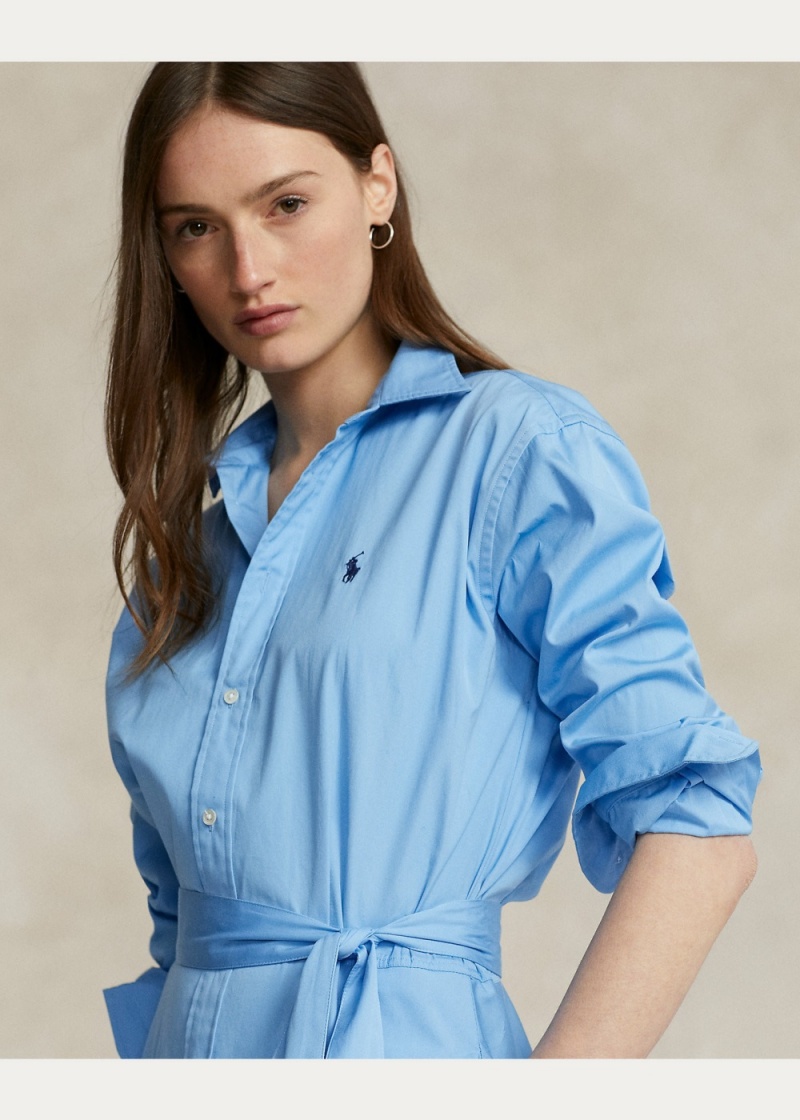 Vestido Panelled Algodon Shirtdress Mujer Azules | PSYF20534 - vista 5
