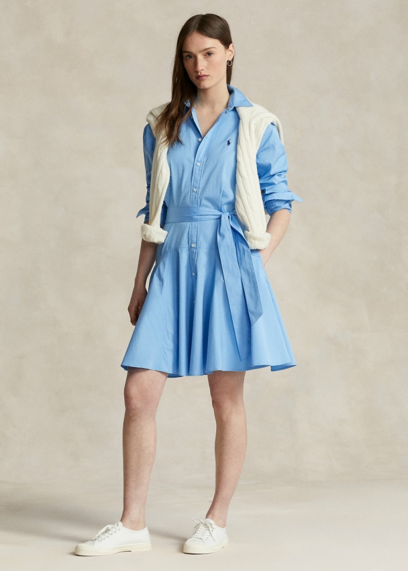 Vestido Panelled Algodon Shirtdress Mujer Azules | PSYF20534 - vista 1