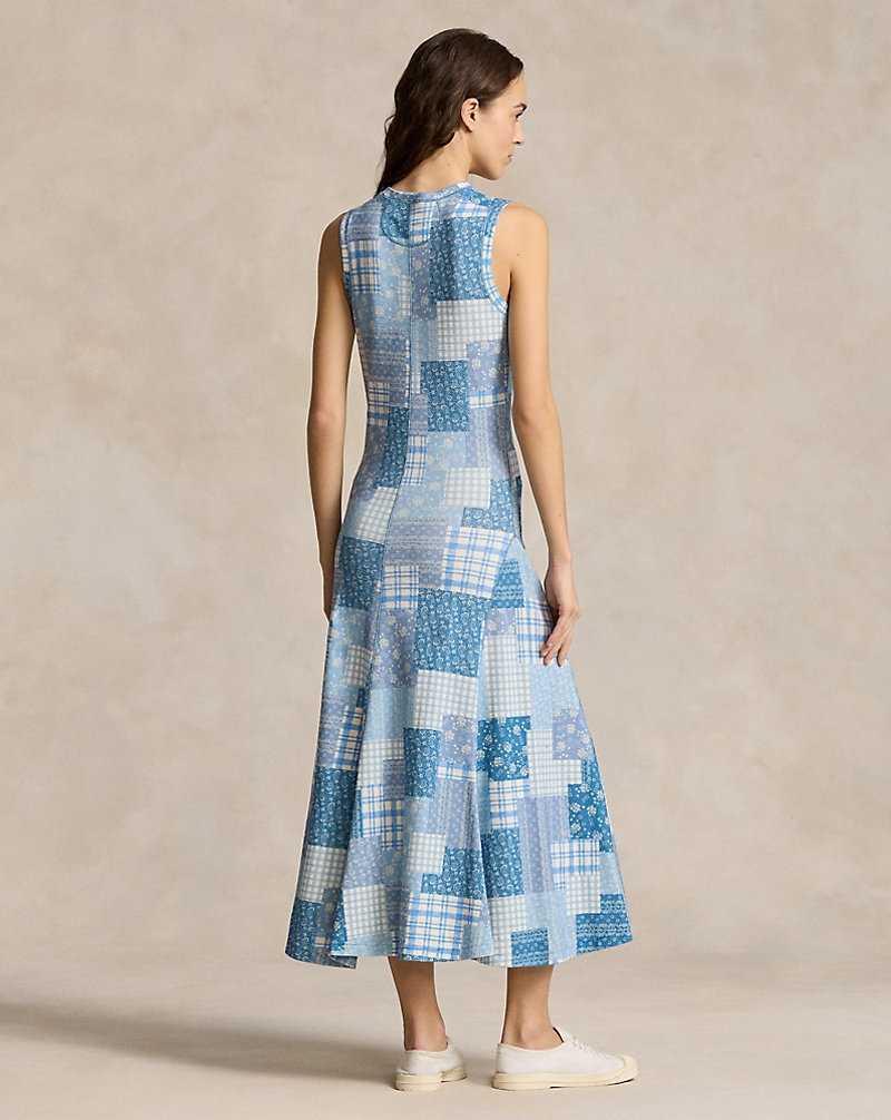 Vestido Ralph Lauren Patchwork Double-Knit Sleeveless Mujer Azules | CSGXKAL-02 - vista 4