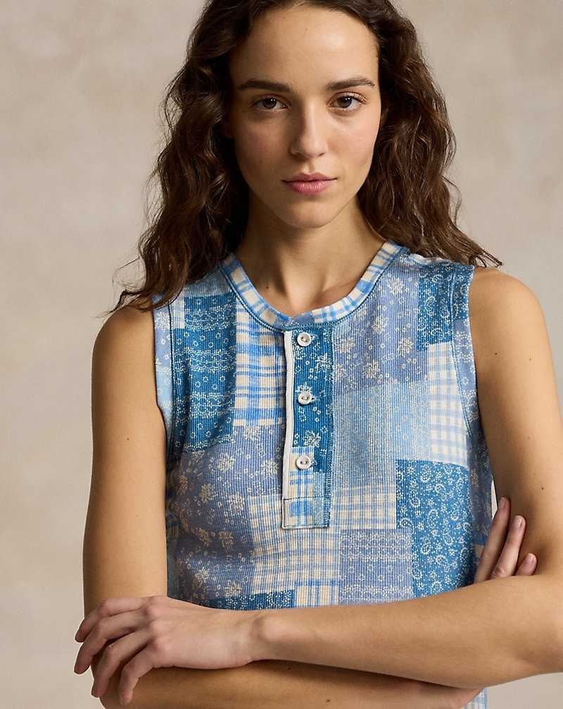 Vestido Ralph Lauren Patchwork Double-Knit Sleeveless Mujer Azules | CSGXKAL-02 - vista 5