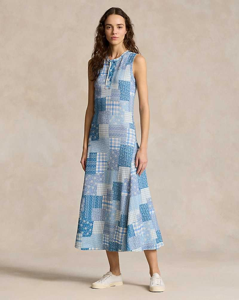Vestido Ralph Lauren Patchwork Double-Knit Sleeveless Mujer Azules | CSGXKAL-02 - vista 1