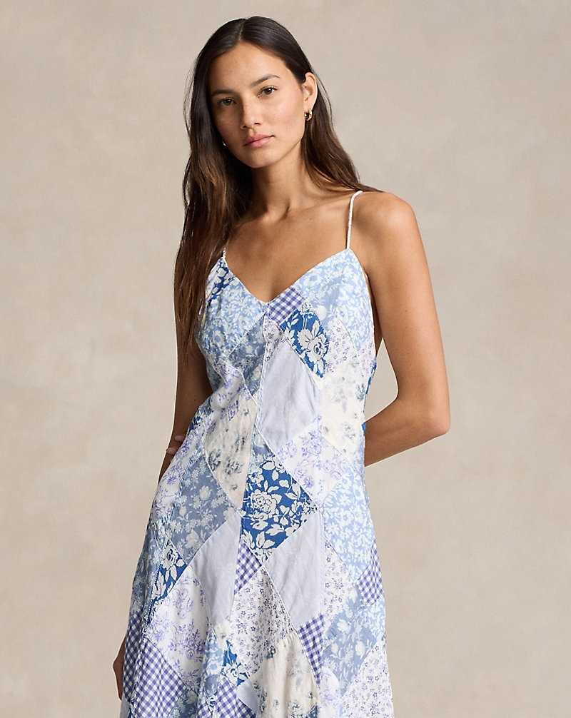 Vestido Ralph Lauren Patchwork V-Neck Mujer 2604k Blue/white | ORDCJUG-30 - vista 3