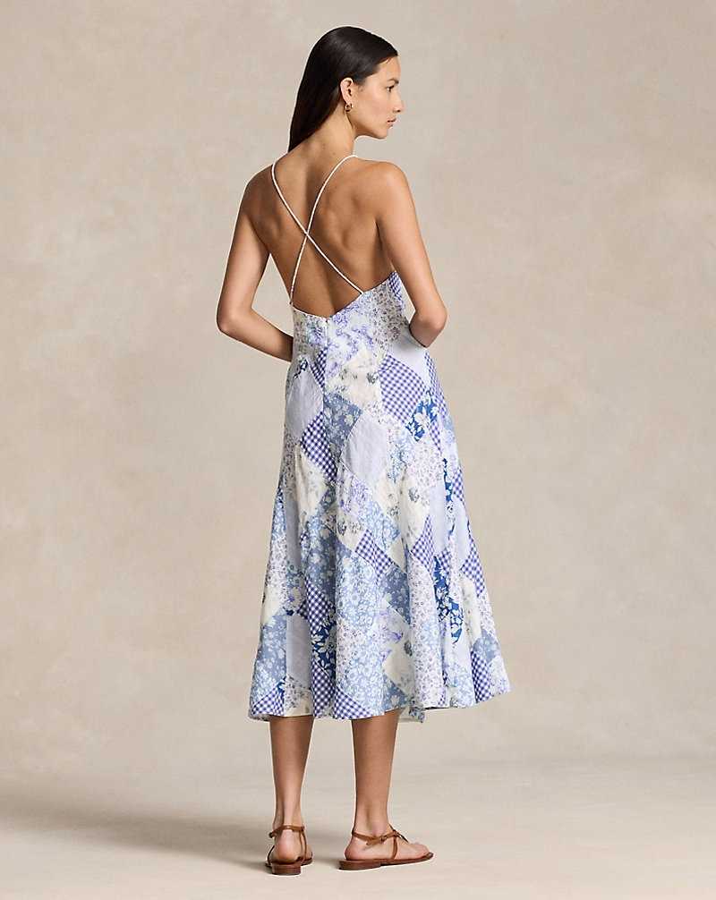 Vestido Ralph Lauren Patchwork V-Neck Mujer 2604k Blue/white | ORDCJUG-30 - vista 4