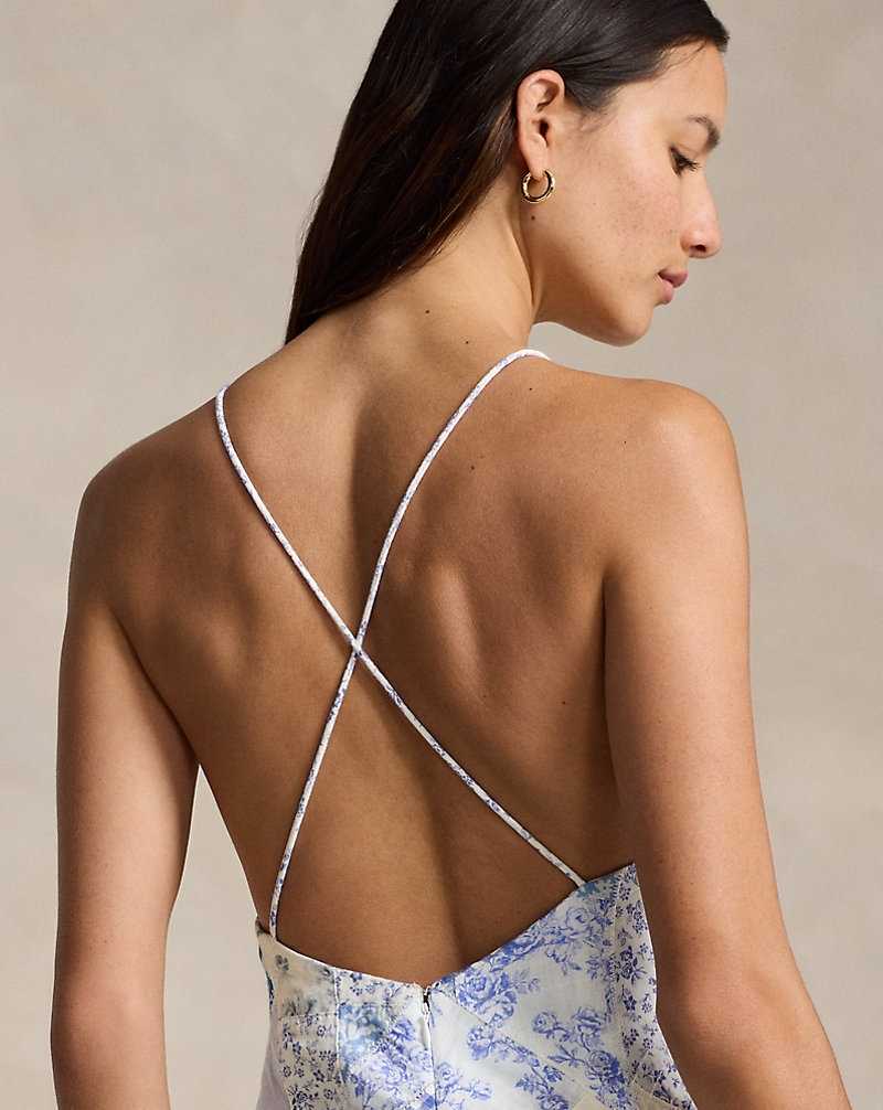 Vestido Ralph Lauren Patchwork V-Neck Mujer 2604k Blue/white | ORDCJUG-30 - vista 5