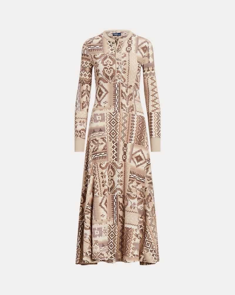 Vestido Ralph Lauren Patchwork-Motif Cotton Waffle Mujer Creme | TDXLGAI-27 - vista 2