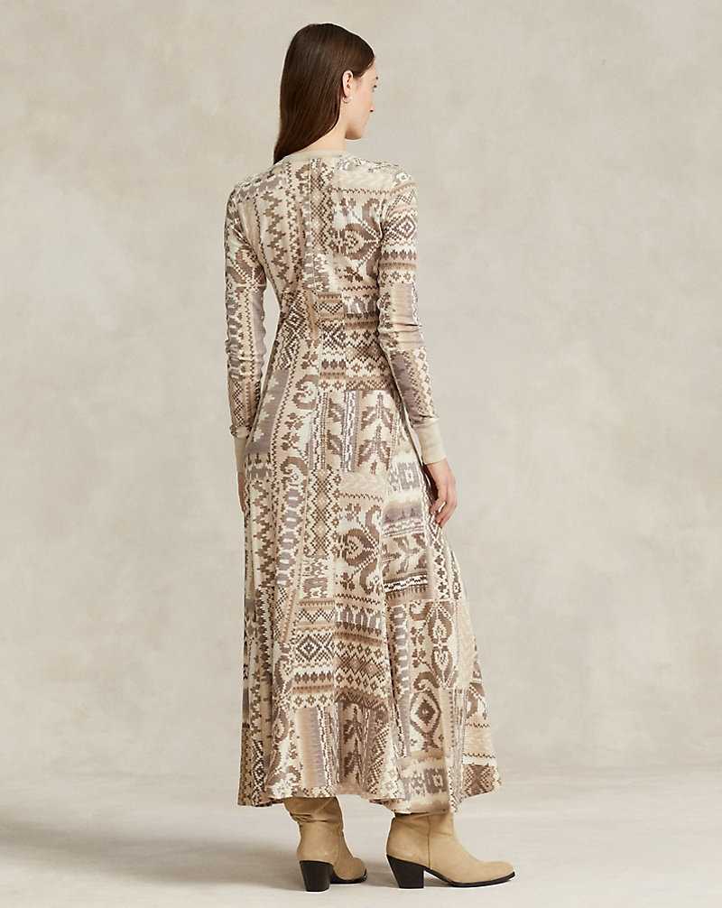 Vestido Ralph Lauren Patchwork-Motif Cotton Waffle Mujer Creme | TDXLGAI-27 - vista 4