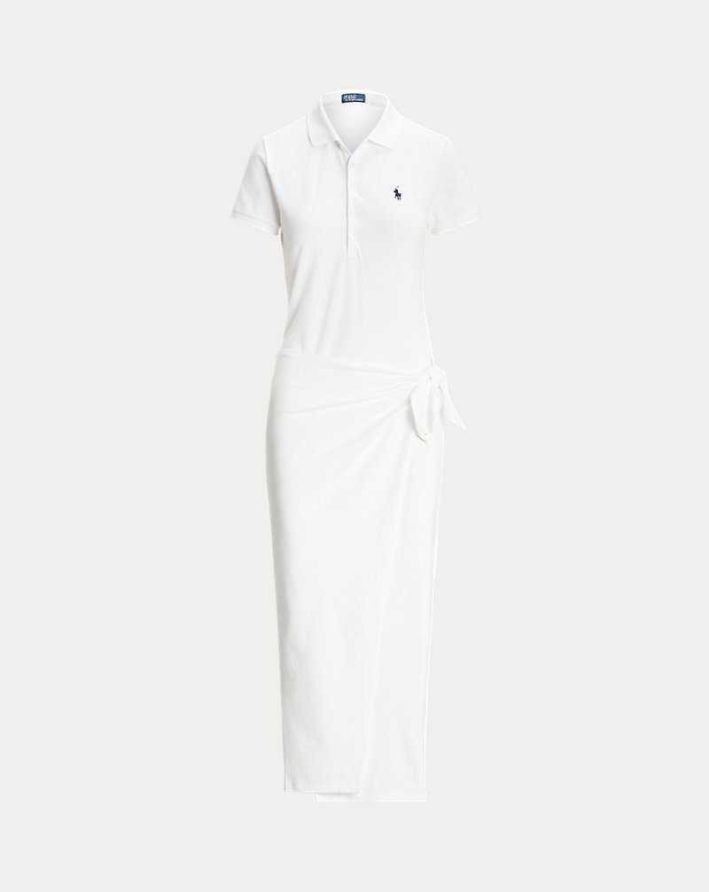 Vestido Ralph Lauren Pique Faux-Wrapdress Mujer Blancos | PCNXUJZ-89 - vista 2