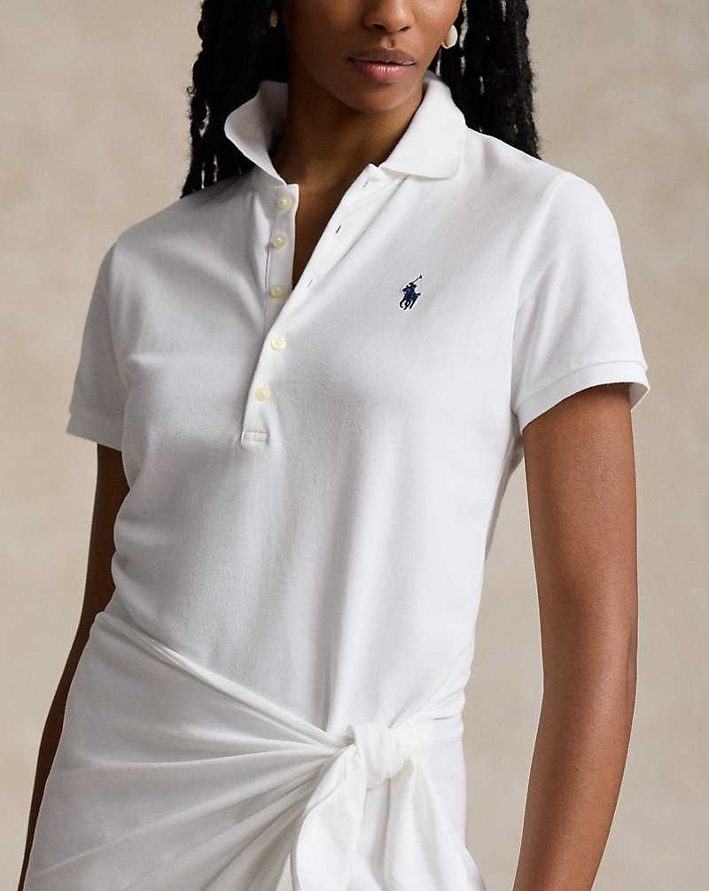 Vestido Ralph Lauren Pique Faux-Wrapdress Mujer Blancos | PCNXUJZ-89 - vista 5