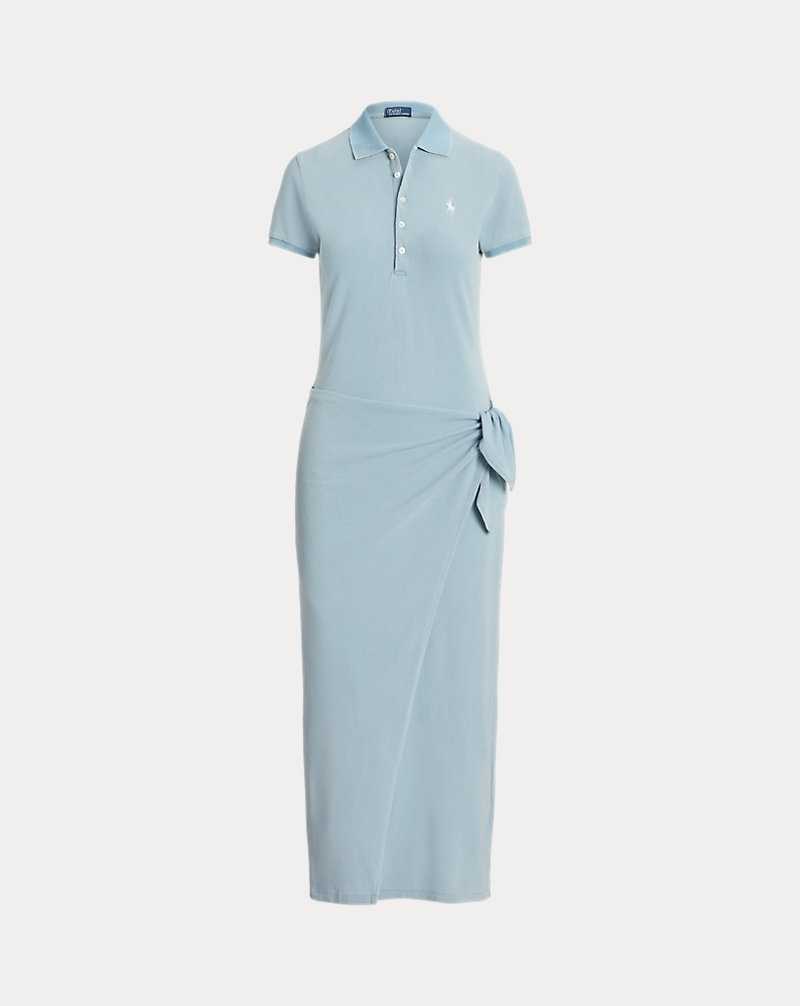 Vestido Ralph Lauren Pique Faux-Wrapdress Mujer Azules Claro | UYGQJBE-86 - vista 2