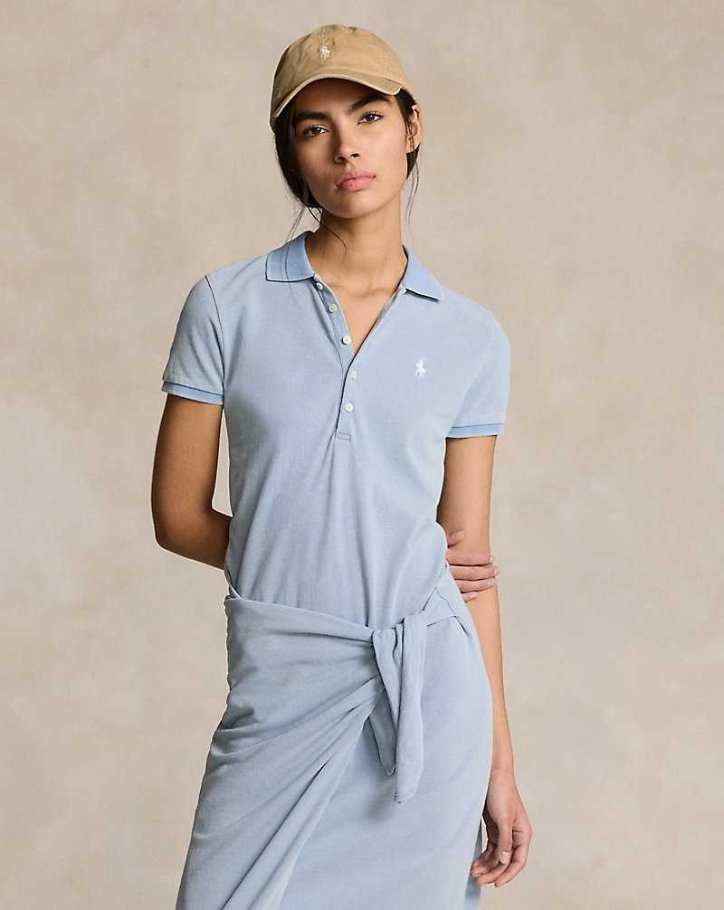 Vestido Ralph Lauren Pique Faux-Wrapdress Mujer Azules Claro | UYGQJBE-86 - vista 3