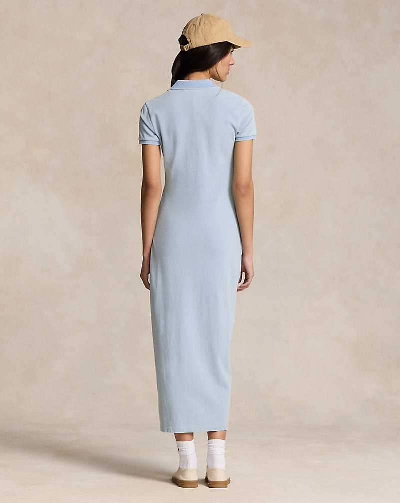 Vestido Ralph Lauren Pique Faux-Wrapdress Mujer Azules Claro | UYGQJBE-86 - vista 4