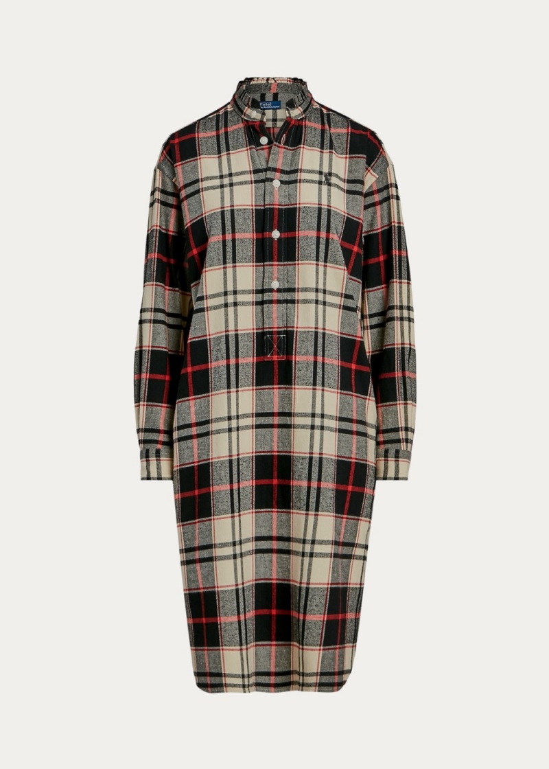 Vestido Plaid Algodon Twill Shirtdress Mujer Creme | NVLY85763 - vista 2