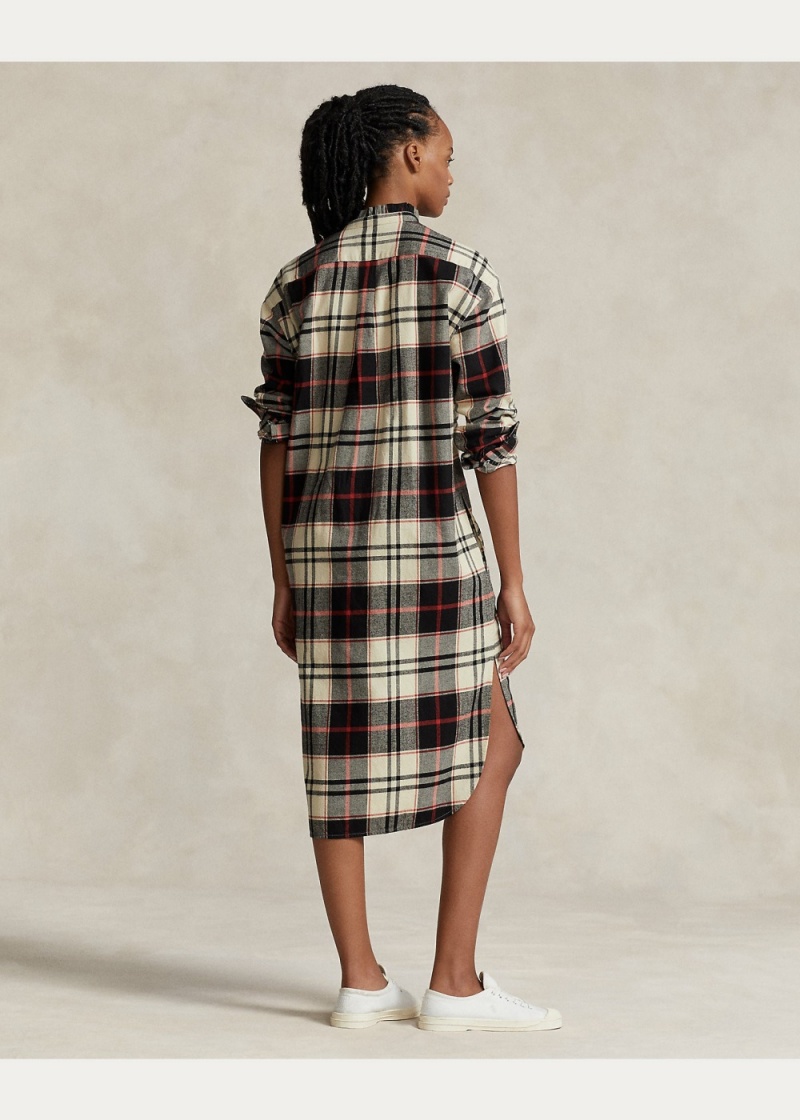 Vestido Plaid Algodon Twill Shirtdress Mujer Creme | NVLY85763 - vista 4