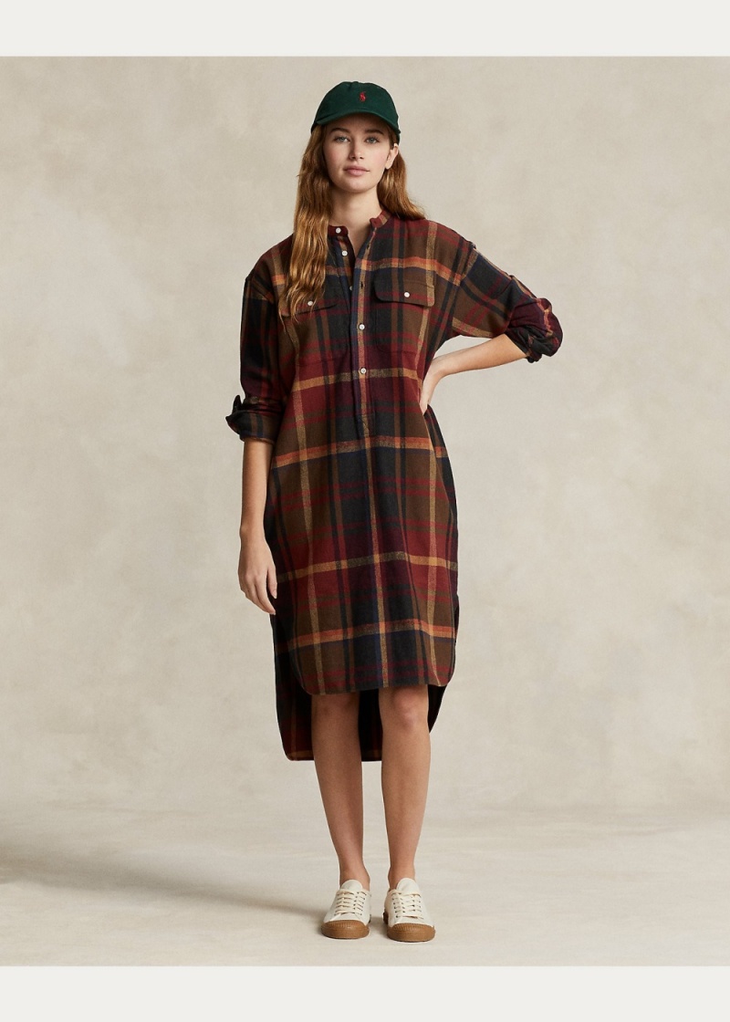 Vestido Plaid Algodon Twill Shirtdress Mujer Negros | HBYM14695 - vista 3