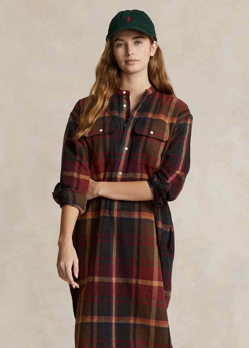 Vestido Plaid Algodon Twill Shirtdress Mujer Negros | HBYM14695 - vista 1