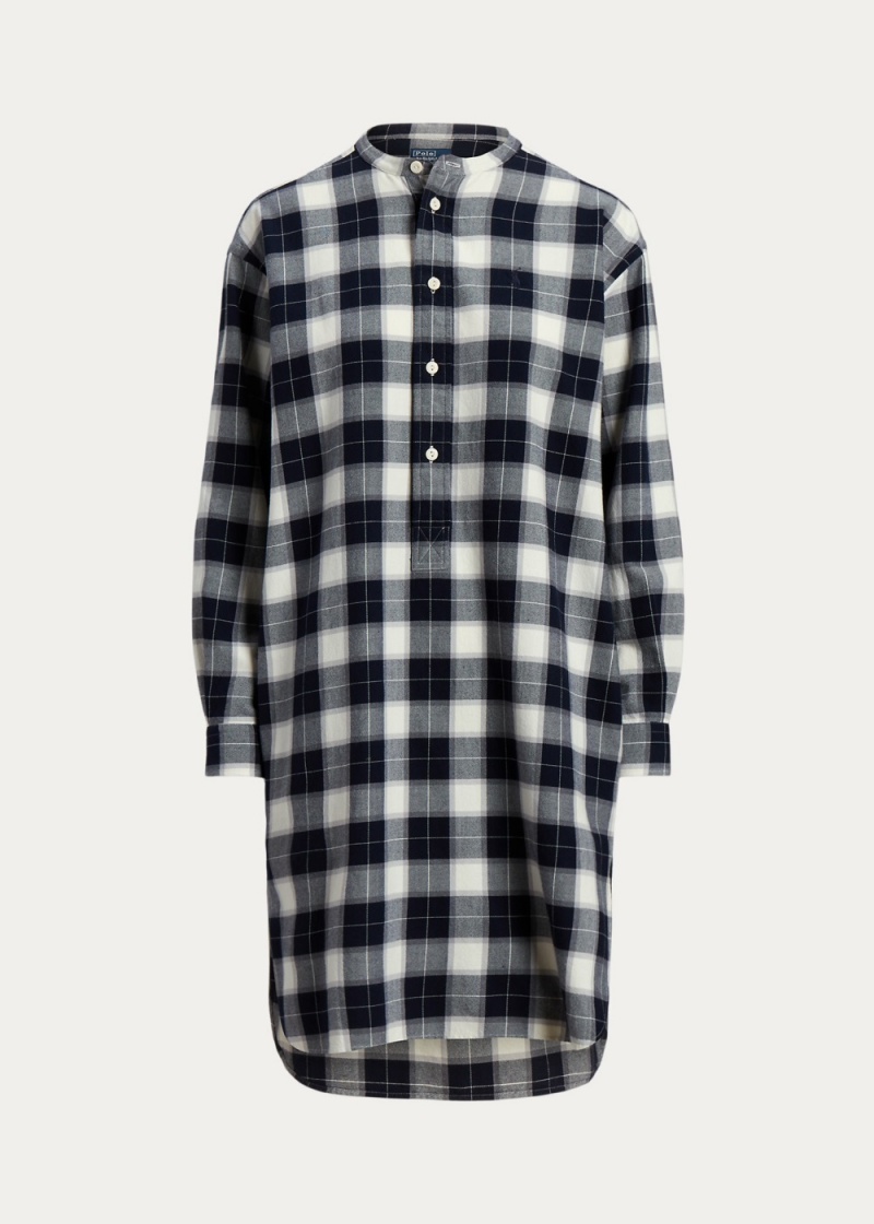 Vestido Plaid Algodon Twill Shirtdress Mujer Negros | QTJH69287 - vista 2