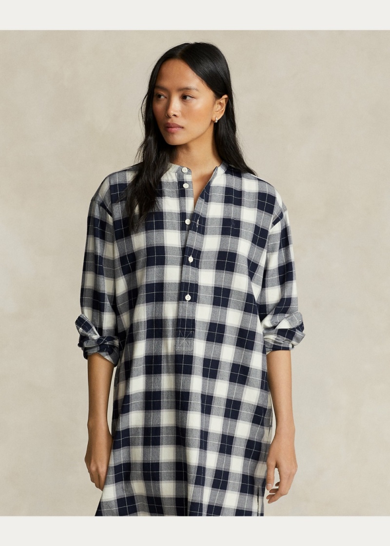 Vestido Plaid Algodon Twill Shirtdress Mujer Negros | QTJH69287 - vista 3