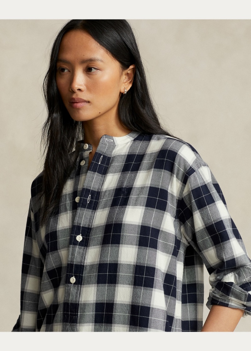 Vestido Plaid Algodon Twill Shirtdress Mujer Negros | QTJH69287 - vista 5