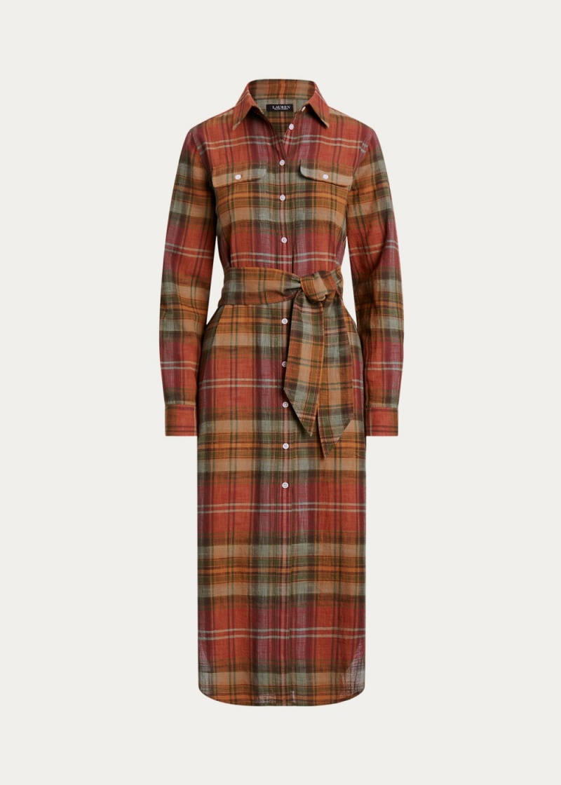 Vestido Plaid Belted Algodon Shirtdress Mujer Multicolor | HJEX58702 - vista 2