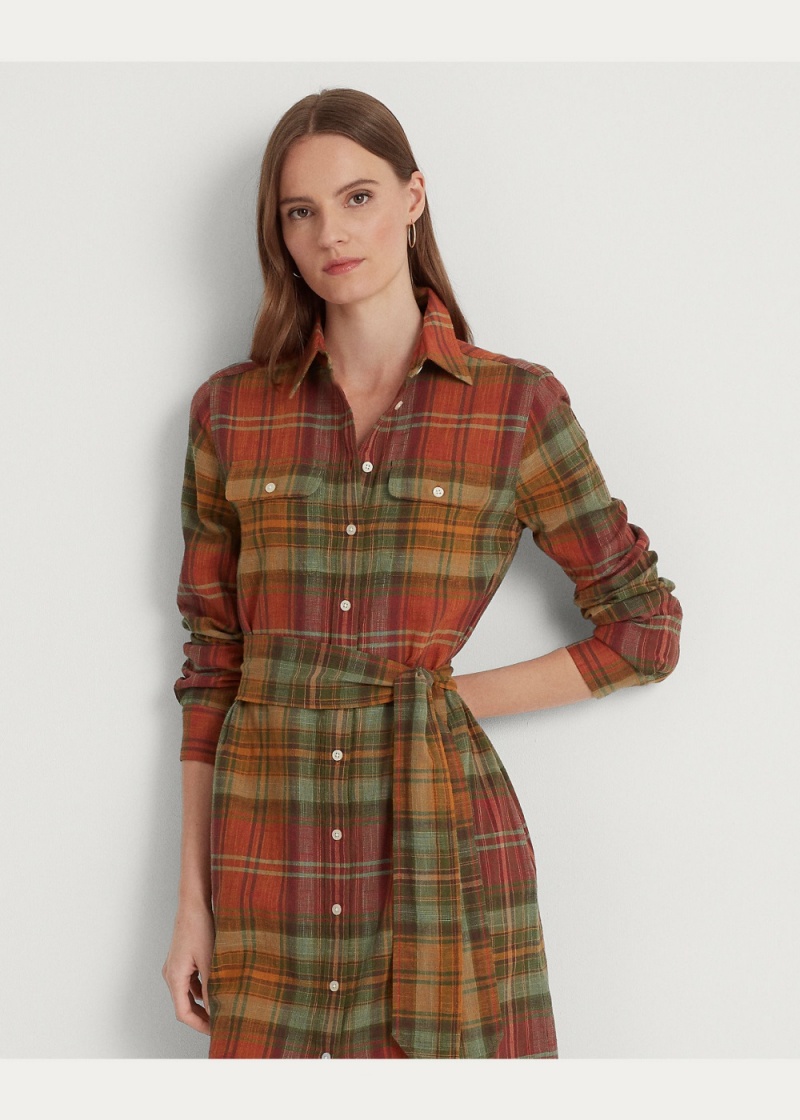 Vestido Plaid Belted Algodon Shirtdress Mujer Multicolor | HJEX58702 - vista 3