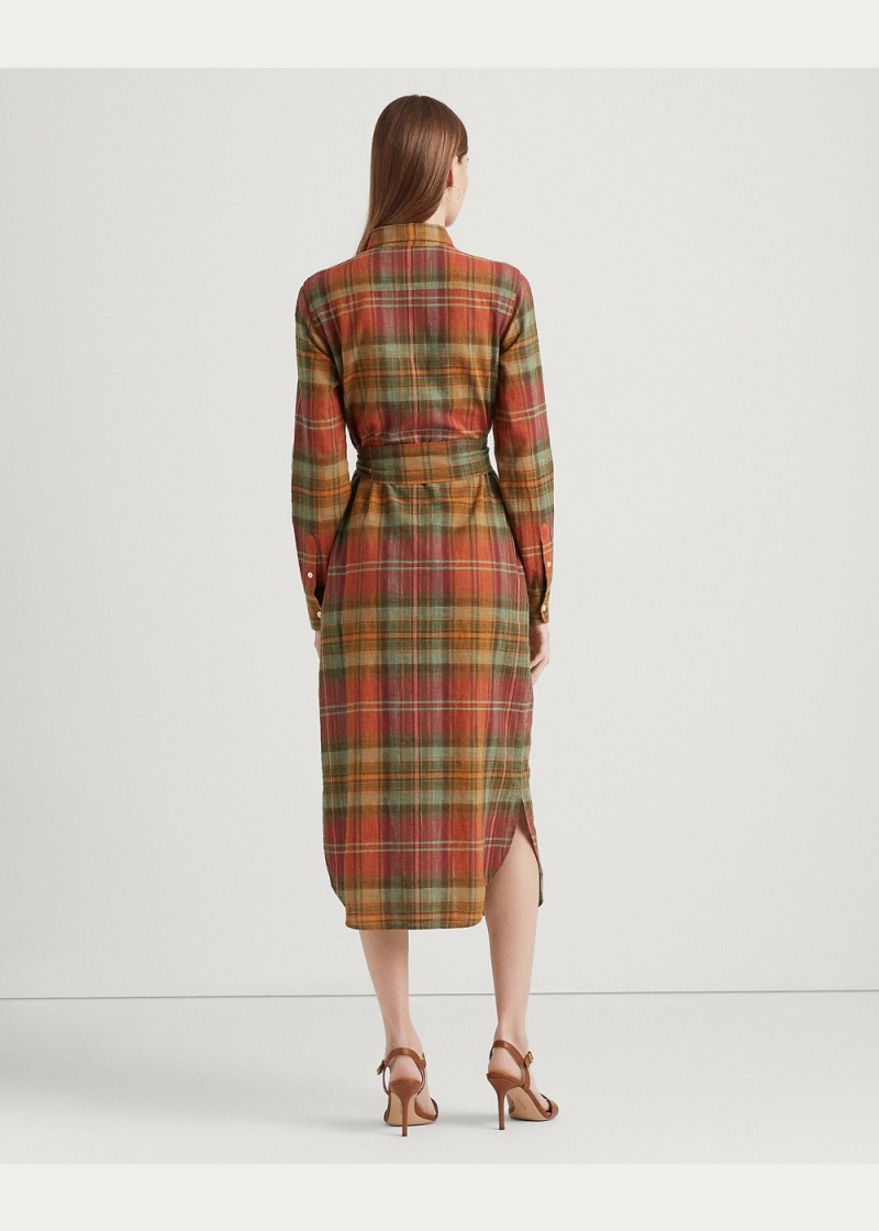 Vestido Plaid Belted Algodon Shirtdress Mujer Multicolor | HJEX58702 - vista 4