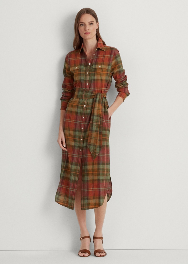 Vestido Plaid Belted Algodon Shirtdress Mujer Multicolor | HJEX58702 - vista 1