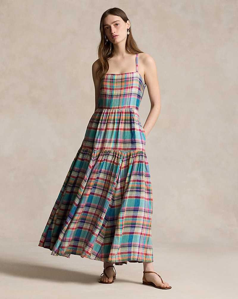 Vestido Ralph Lauren Plaid Linen Midi Mujer 1720 Multi Plaid | IRDJLMF-16 - vista 3