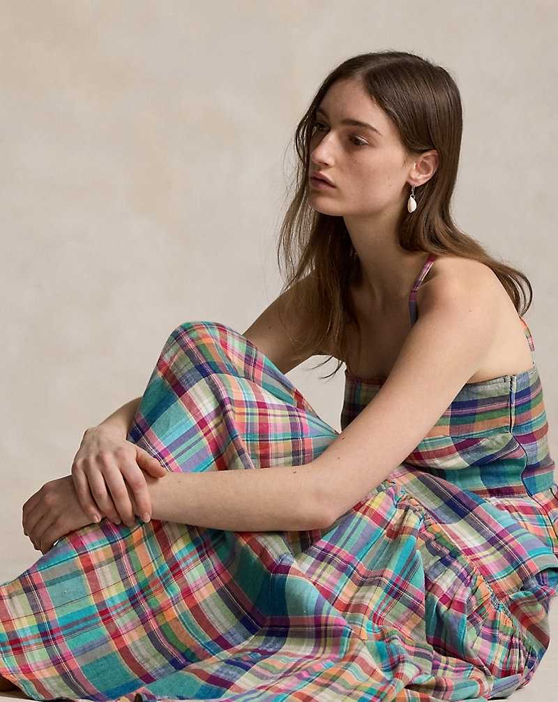 Vestido Ralph Lauren Plaid Linen Midi Mujer 1720 Multi Plaid | IRDJLMF-16 - vista 1