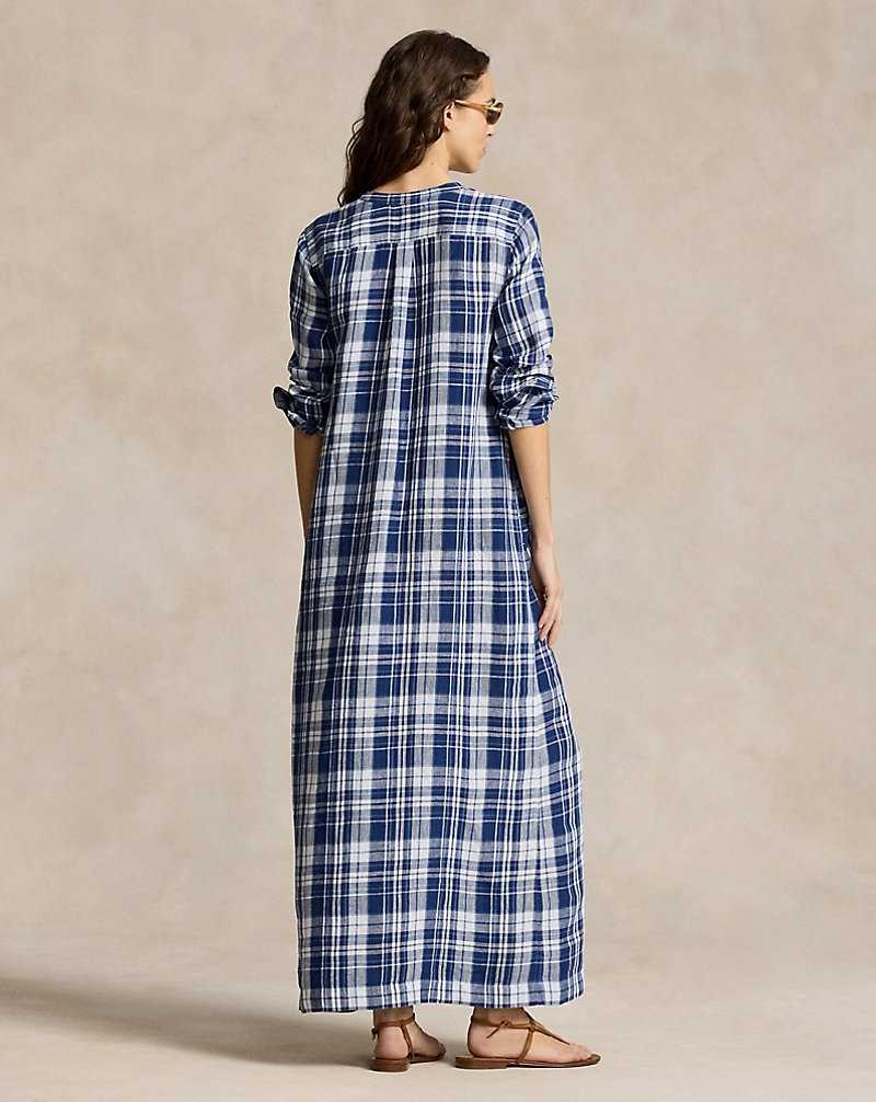 Vestido Ralph Lauren Plaid Linendress Mujer Azules | AXWMBYD-62 - vista 4