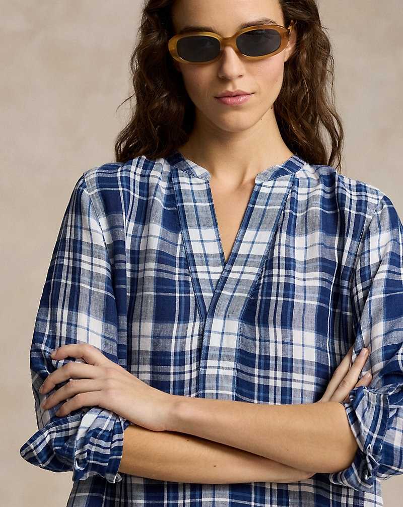 Vestido Ralph Lauren Plaid Linendress Mujer Azules | AXWMBYD-62 - vista 5