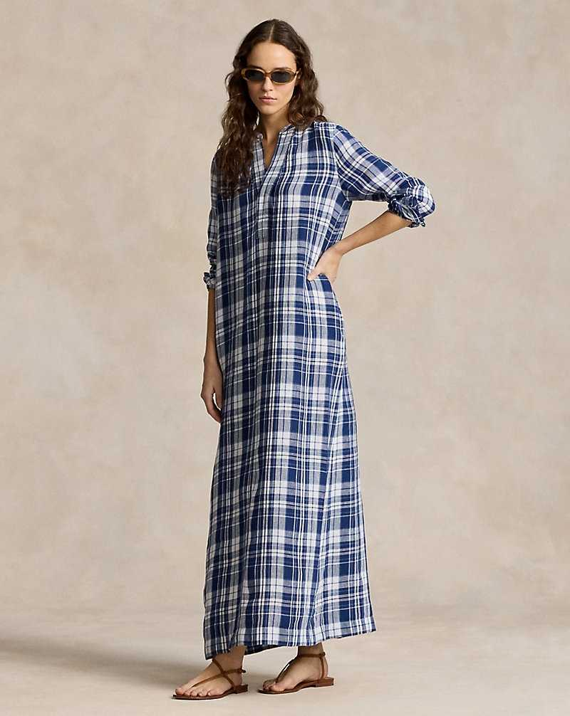 Vestido Ralph Lauren Plaid Linendress Mujer Azules | AXWMBYD-62 - vista 1