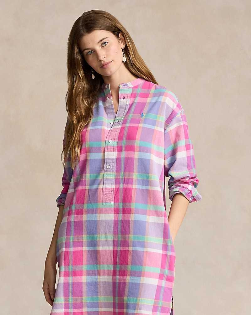 Vestido Ralph Lauren Plaid Linendress Mujer 1586 Pink/blue/green Mult | SWDCPFK-79 - vista 3