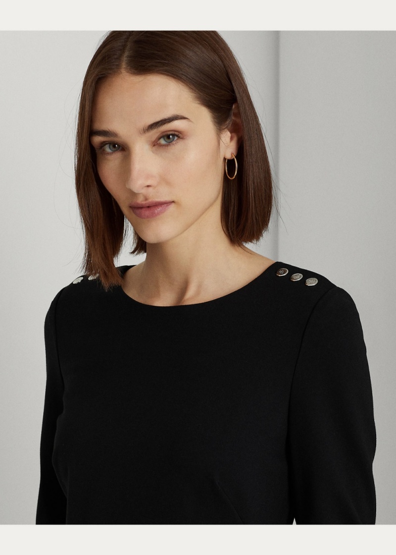 Vestido Ponte Three-Quarter-Sleeve Mujer Negros | RUQO06587 - vista 2