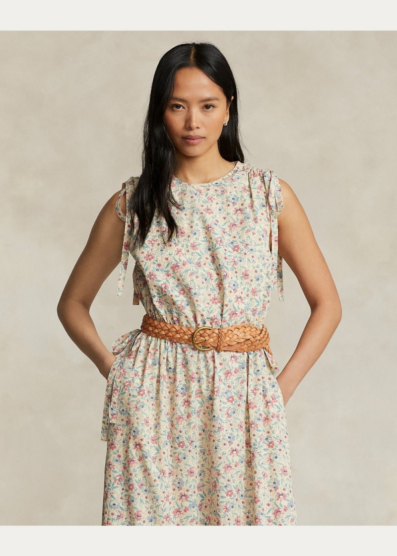 Vestido Printed Drawstring Algodon-Blend Mujer Negros | SQXW23784 - vista 3