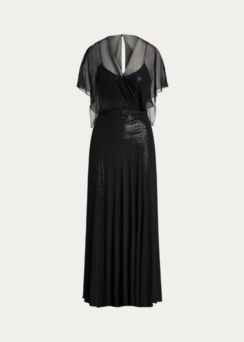 Vestido Romaine Silk Chiffon Cocktail Mujer Negros | LBIJ64739 - vista 2