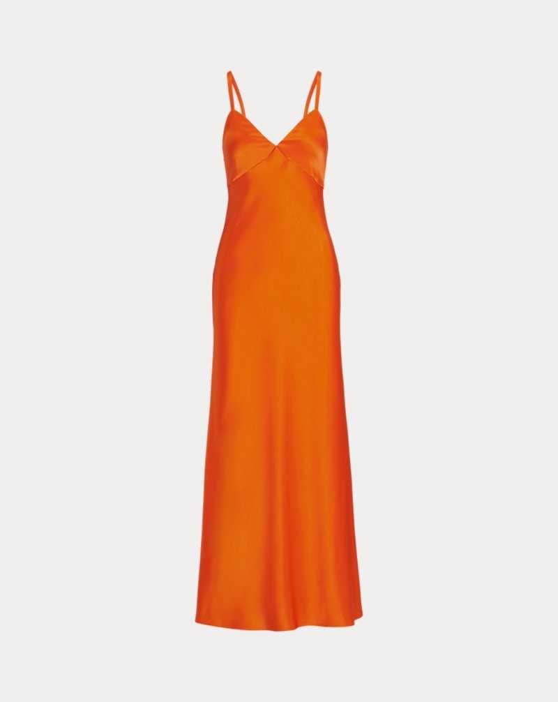Vestido Ralph Lauren Satin Sleeveless Gown Mujer Naranjas | XHGWMEL-41 - vista 2