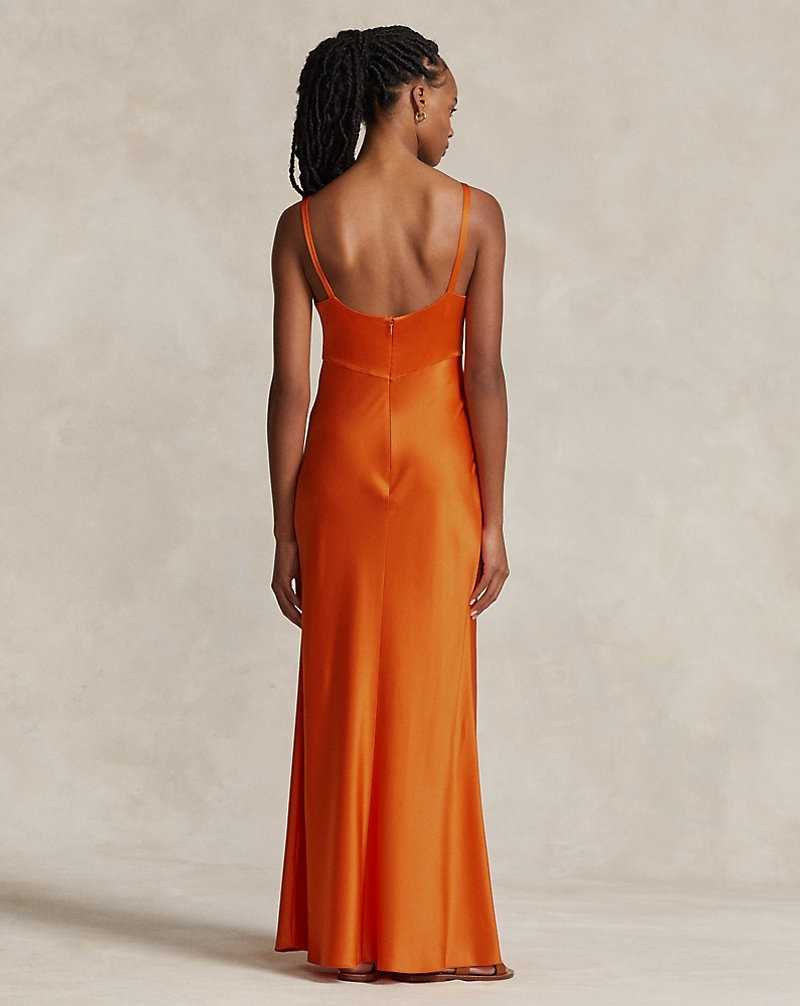 Vestido Ralph Lauren Satin Sleeveless Gown Mujer Naranjas | XHGWMEL-41 - vista 4