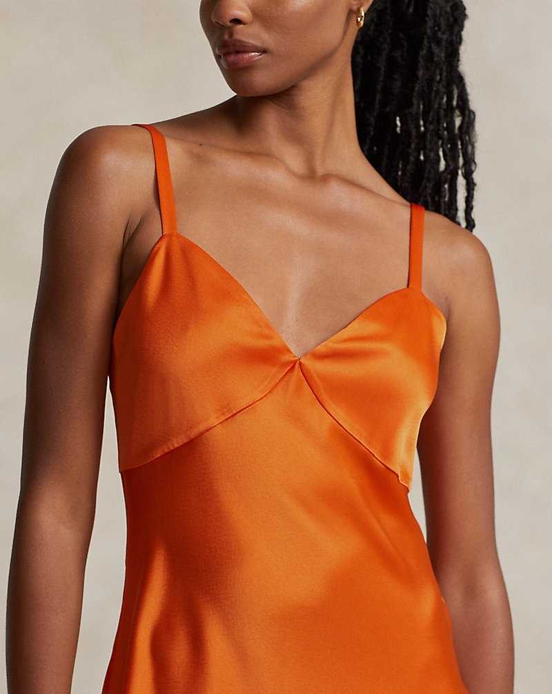 Vestido Ralph Lauren Satin Sleeveless Gown Mujer Naranjas | XHGWMEL-41 - vista 5