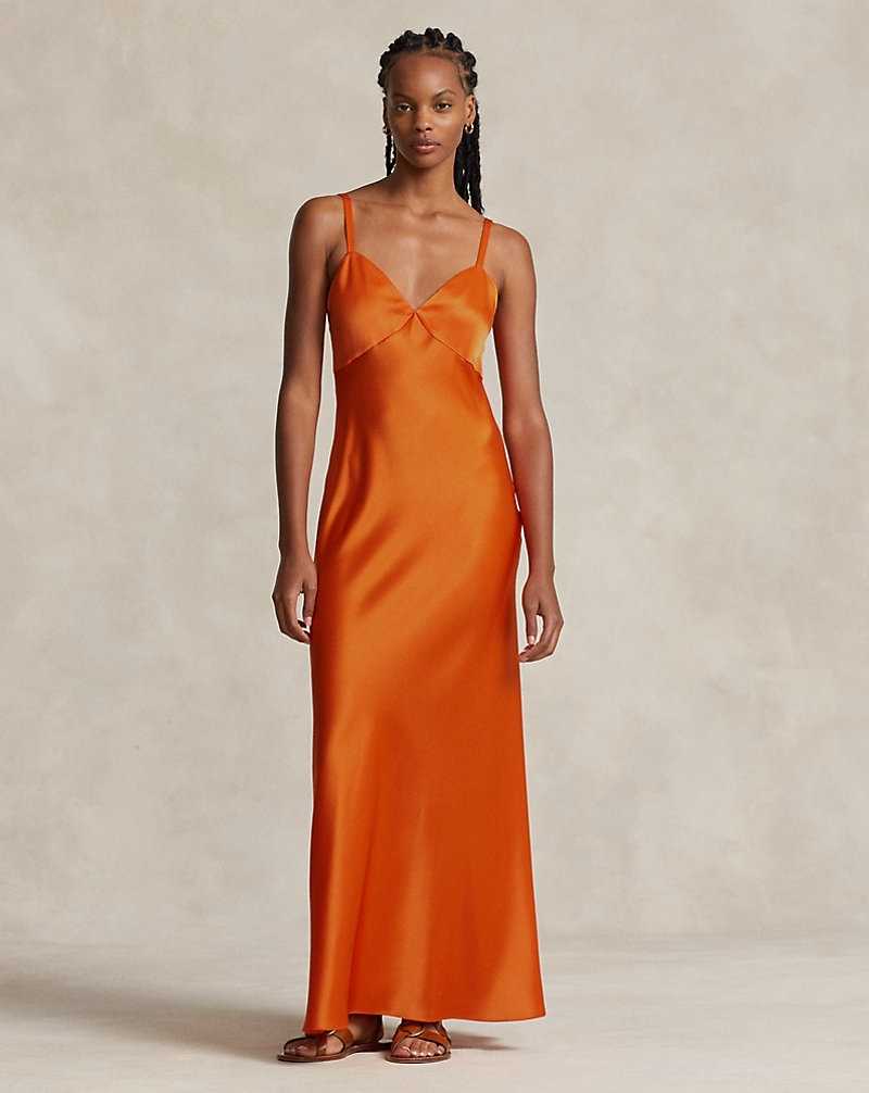 Vestido Ralph Lauren Satin Sleeveless Gown Mujer Naranjas | XHGWMEL-41 - vista 1