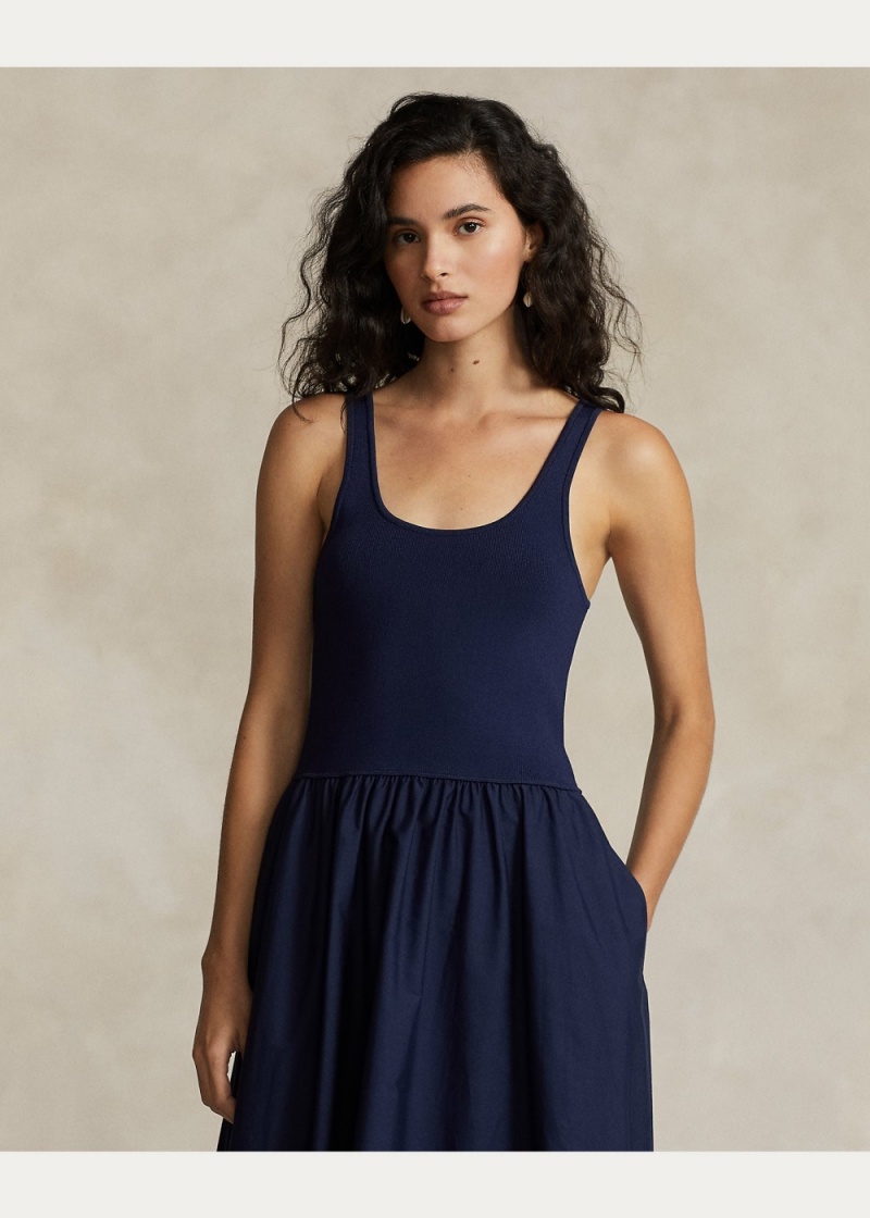 Vestido Shirred Fit-and-Flare Mujer Azul Marino | WMZR17425 - vista 3