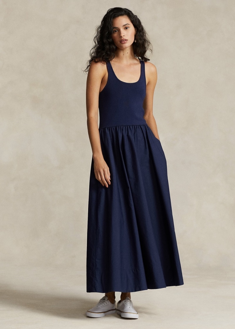 Vestido Shirred Fit-and-Flare Mujer Azul Marino | WMZR17425 - vista 1